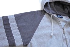 画像4: 80s NIKEナイキ ロゴ刺繍 ツートン 切り替え スウェット ジップパーカー 杢グレー L★フーディー (4)