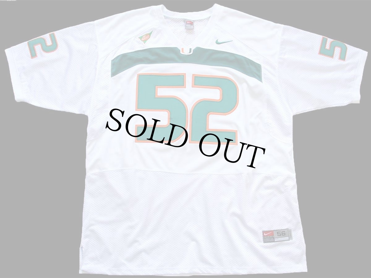 画像1: NIKEナイキ MIAMI HURRICANS LEWIS 52 ナンバリング ナイロン メッシュ フットボール ゲームシャツ 白 56★特大 (1)