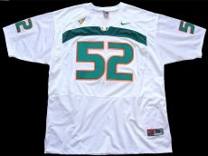 画像1: NIKEナイキ MIAMI HURRICANS LEWIS 52 ナンバリング ナイロン メッシュ フットボール ゲームシャツ 白 56★特大 (1)