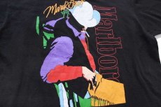 画像4: 90s USA製 Marlboro Mardi Gras '94 マルボロ カウボーイ アート ポケット付き コットンTシャツ 黒 XL (4)