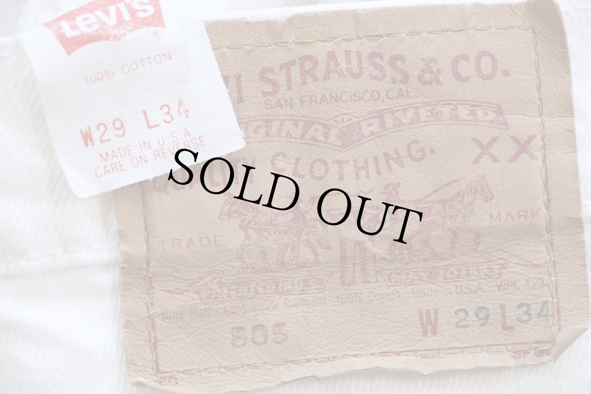 画像6: 80s USA製 Levi'sリーバイス 505 ホワイト デニムパンツ W29 (6)