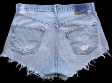 画像2: 70s USA製 Levi'sリーバイス 501 シングル 66前期 カットオフ デニム ショートパンツ ボロ W34★ショーツ (2)