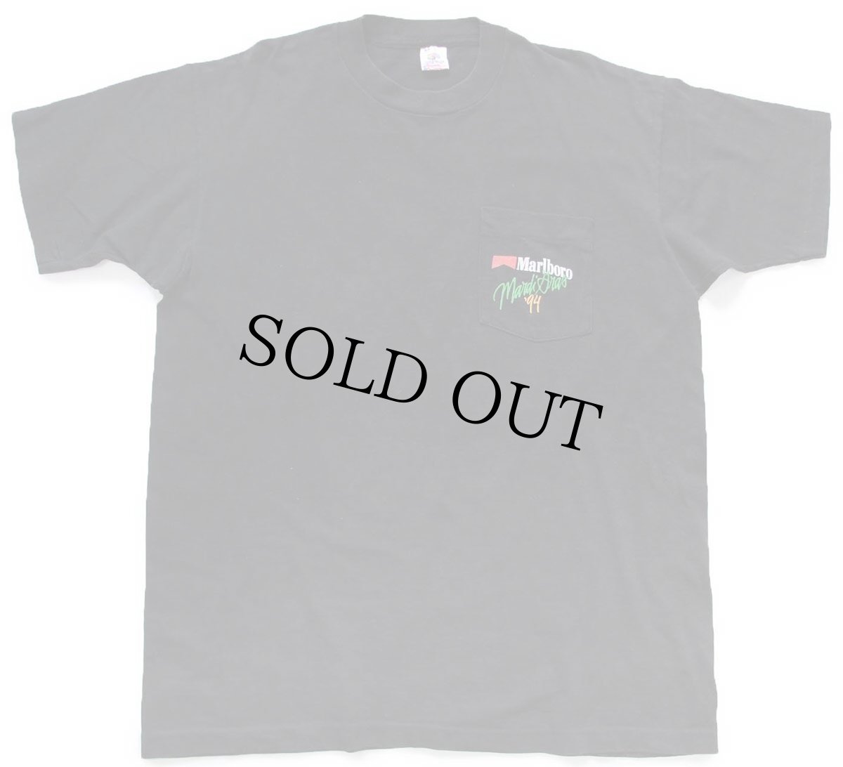 画像2: 90s USA製 Marlboro Mardi Gras '94 マルボロ カウボーイ アート ポケット付き コットンTシャツ 黒 XL (2)