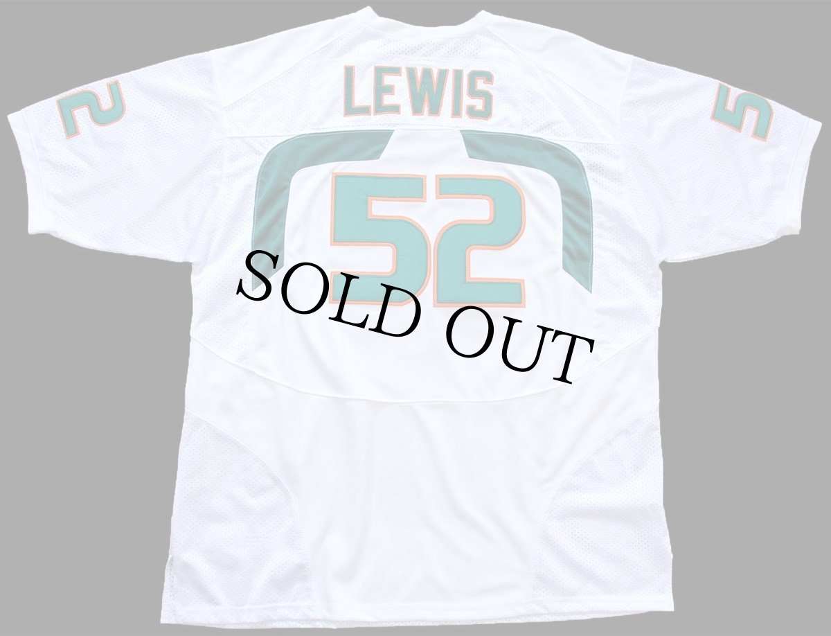 画像2: NIKEナイキ MIAMI HURRICANS LEWIS 52 ナンバリング ナイロン メッシュ フットボール ゲームシャツ 白 56★特大 (2)
