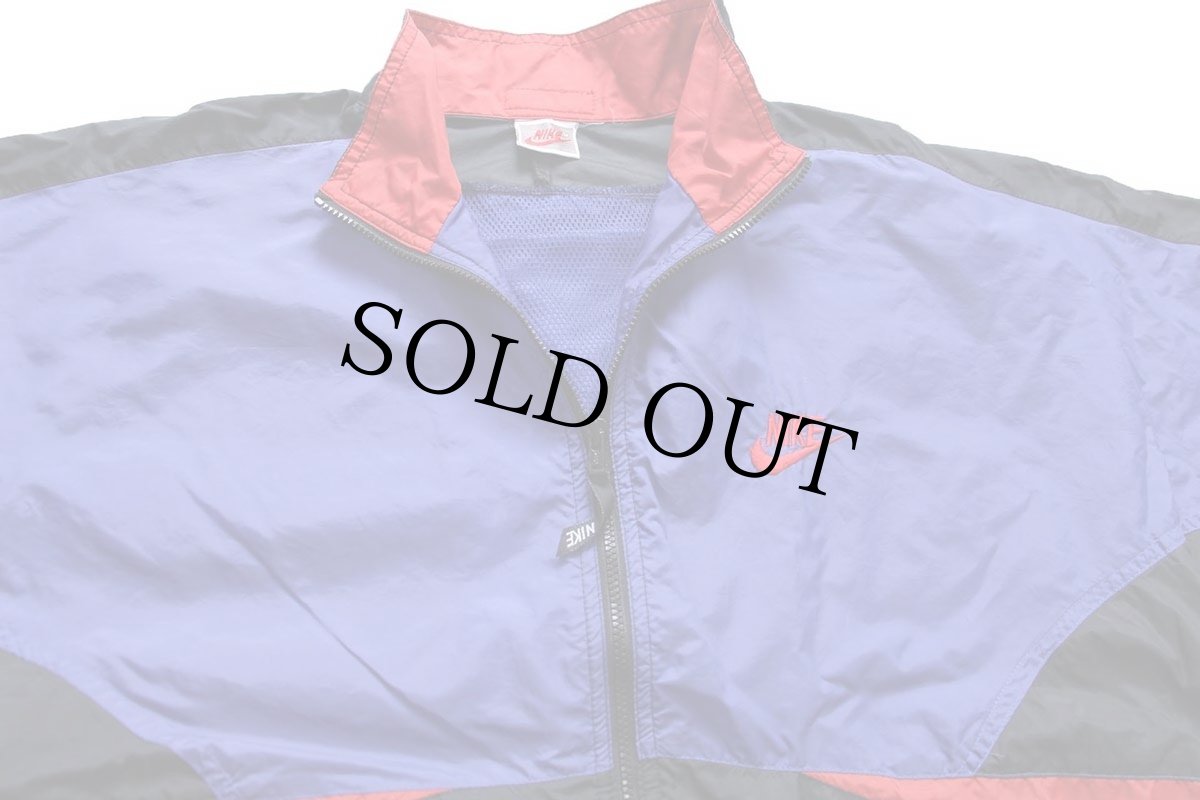 画像3: 90s NIKEナイキ ロゴ刺繍 マルチカラー 切り替え ナイロンジャケット★A (3)