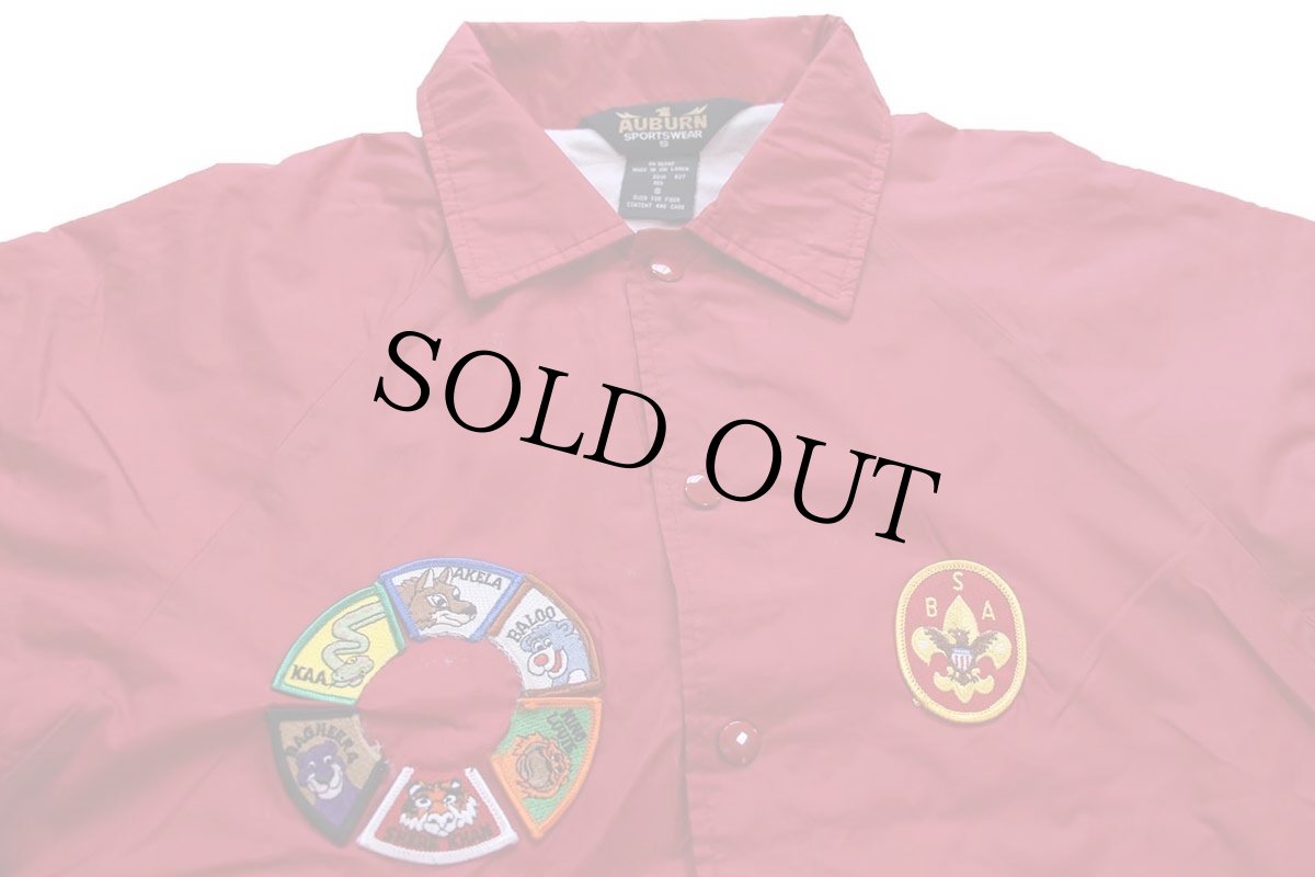 画像3: 00s BSA ボーイスカウト パッチ付き ナイロン コーチジャケット 赤 S (3)