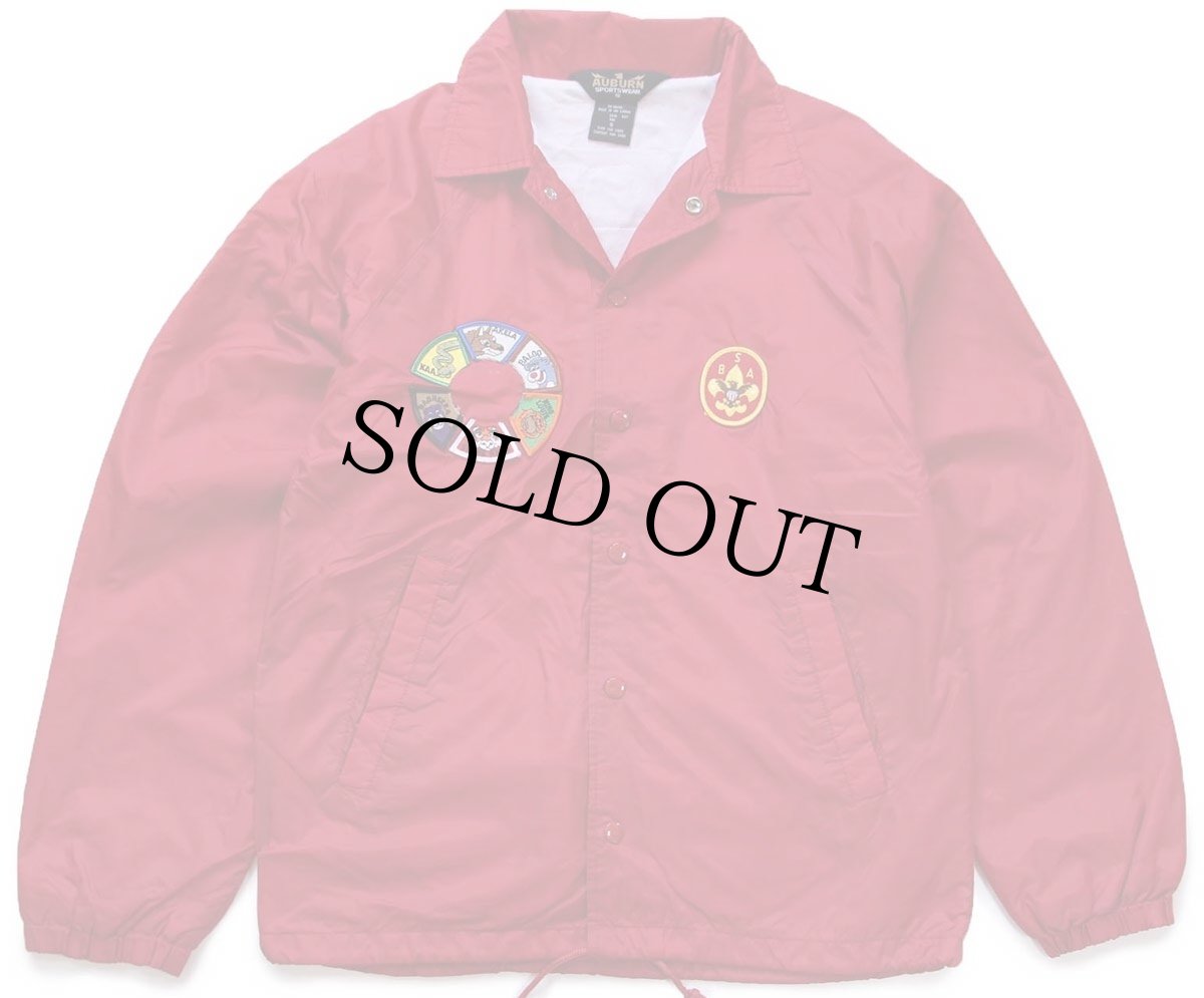 画像2: 00s BSA ボーイスカウト パッチ付き ナイロン コーチジャケット 赤 S (2)