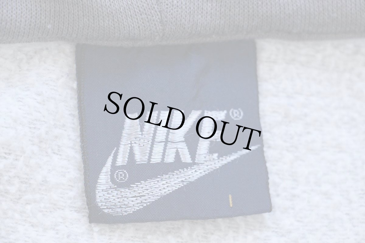 画像5: 80s NIKEナイキ ロゴ刺繍 ツートン 切り替え スウェット ジップパーカー 杢グレー L★フーディー (5)