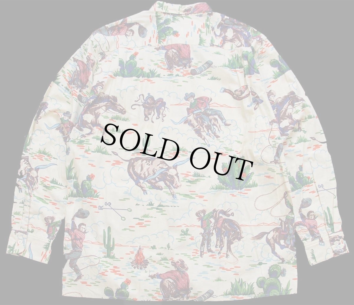 画像3: デッドストック★80s ハワイ製 reyn spoonerレインスプーナー カウボーイ 総柄 コットンシャツ M (3)
