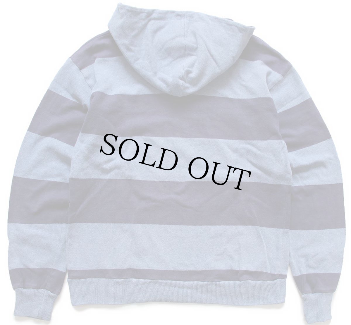 画像2: USA製 COLUMBIA KNIT 太ボーダー コットン ラガーシャツ パーカー ナス紺×杢ブルーグレー S★フーディー (2)