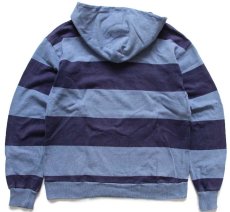 画像2: USA製 COLUMBIA KNIT 太ボーダー コットン ラガーシャツ パーカー ナス紺×杢ブルーグレー S★フーディー (2)