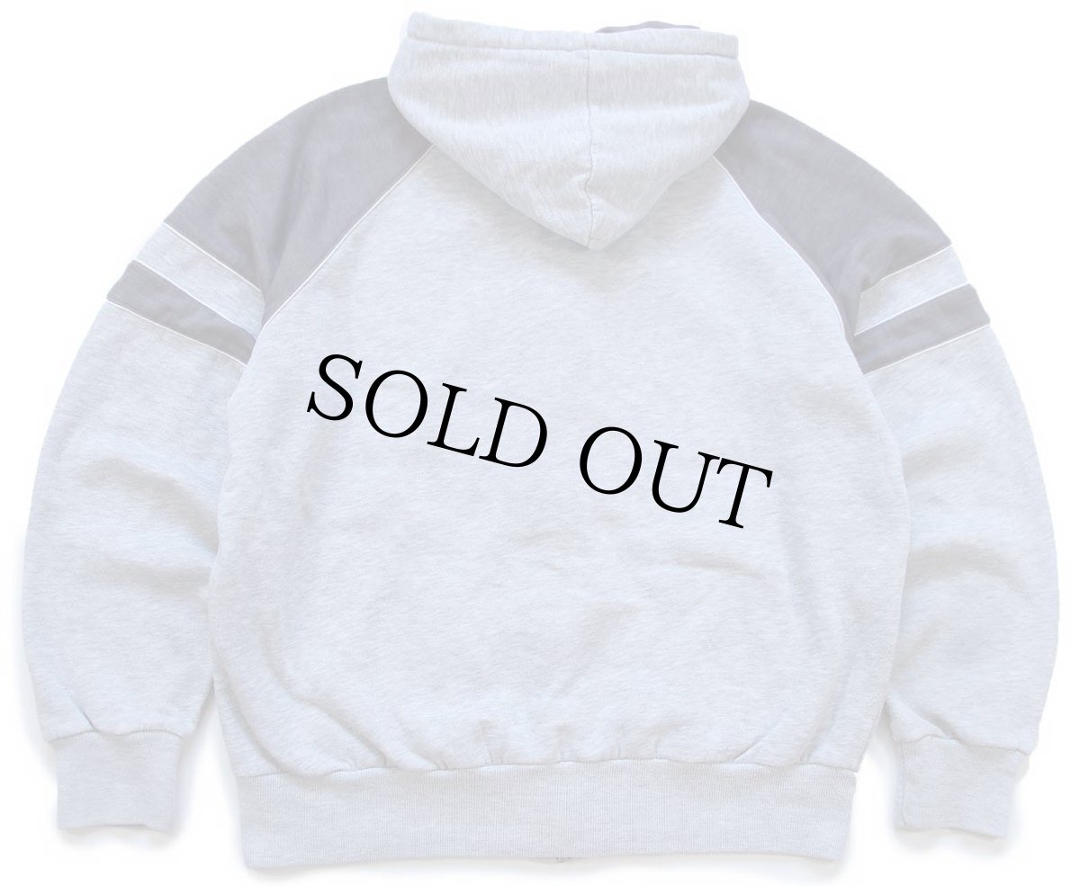 画像2: 80s NIKEナイキ ロゴ刺繍 ツートン 切り替え スウェット ジップパーカー 杢グレー L★フーディー (2)