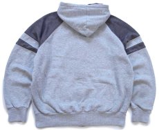 画像2: 80s NIKEナイキ ロゴ刺繍 ツートン 切り替え スウェット ジップパーカー 杢グレー L★フーディー (2)