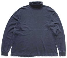 画像2: 90s GAPギャップ 無地 タートルネック コットン 長袖Tシャツ 黒 フェード M (2)