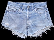 画像1: 70s USA製 Levi'sリーバイス 501 シングル 66前期 カットオフ デニム ショートパンツ ボロ W34★ショーツ (1)