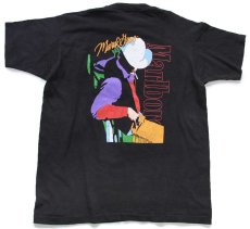 画像1: 90s USA製 Marlboro Mardi Gras '94 マルボロ カウボーイ アート ポケット付き コットンTシャツ 黒 XL (1)