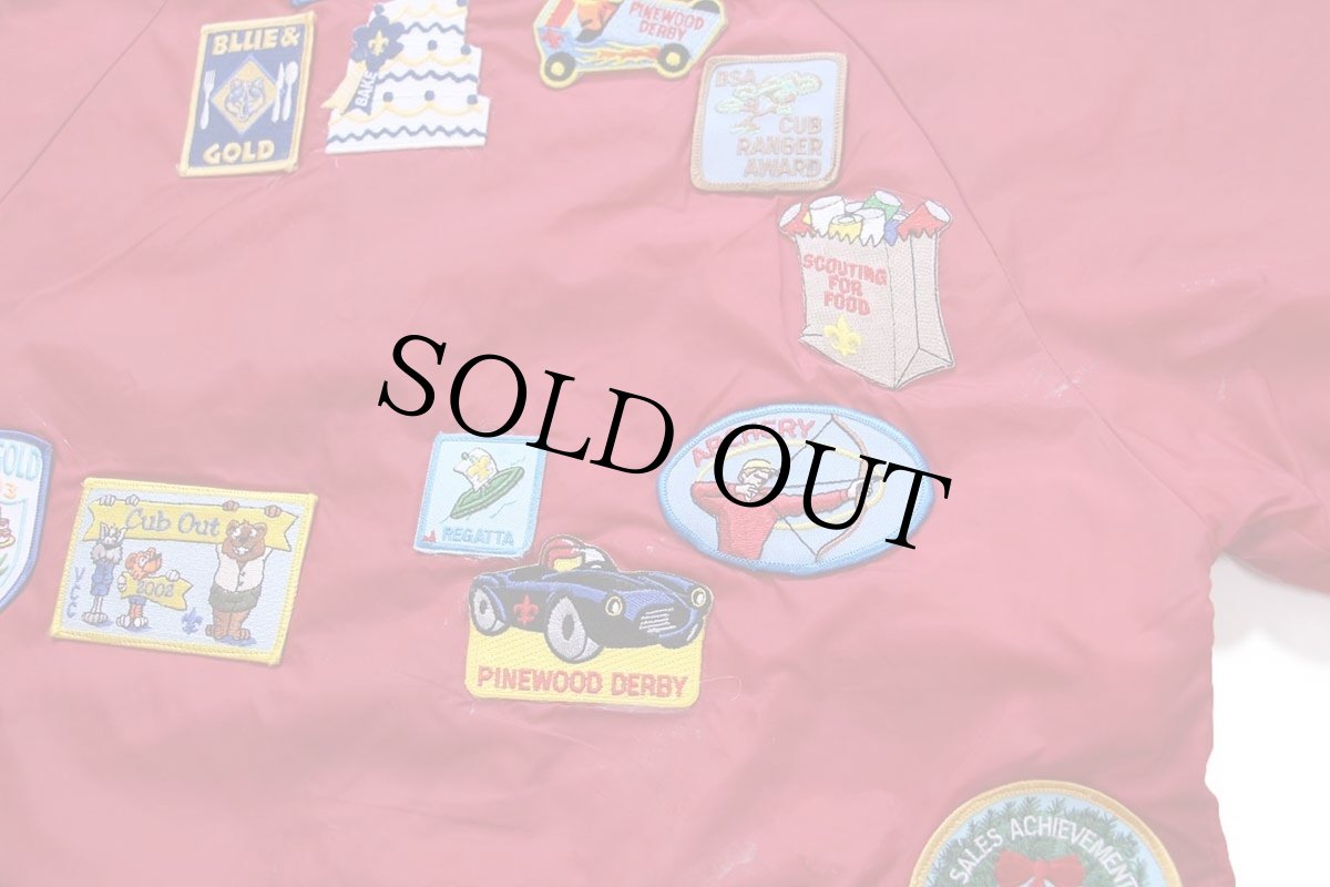 画像5: 00s BSA ボーイスカウト パッチ付き ナイロン コーチジャケット 赤 S (5)