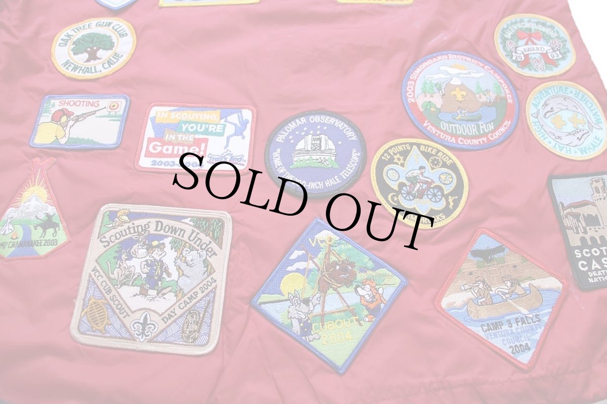 画像4: 00s BSA ボーイスカウト パッチ付き ナイロン コーチジャケット 赤 S (4)