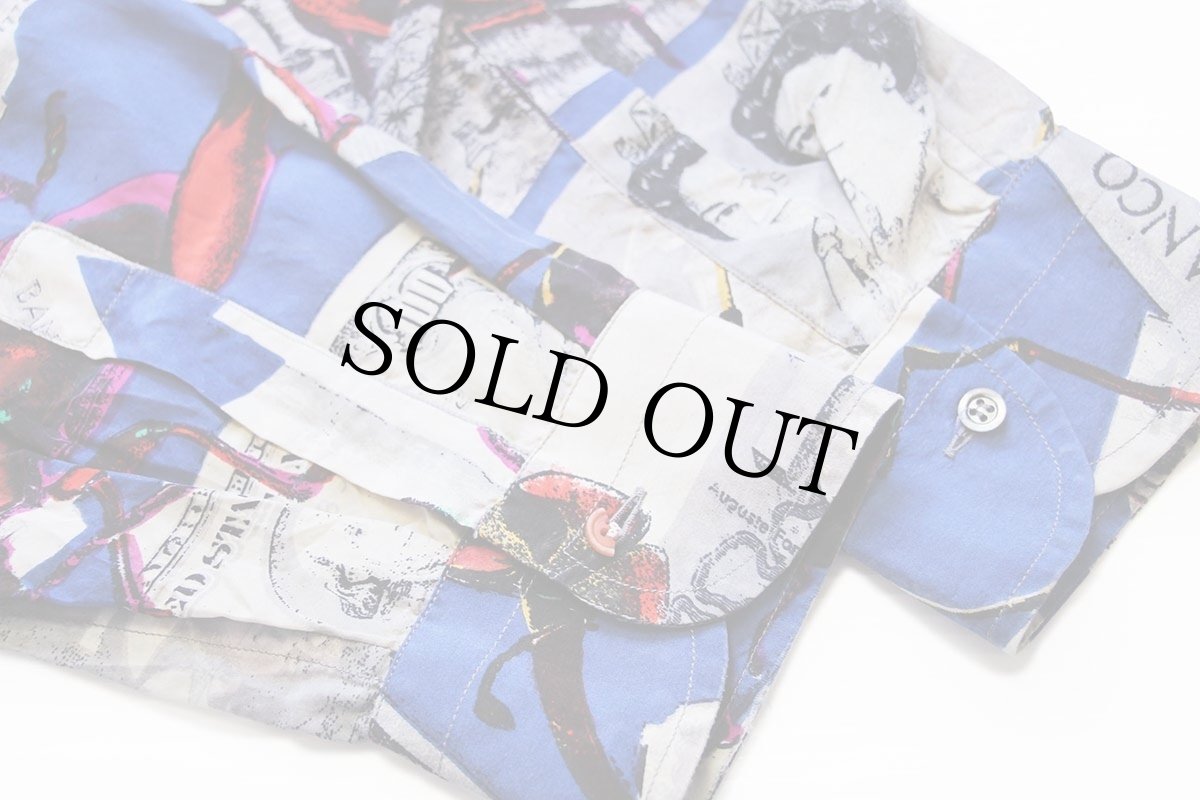 画像8: 90s Diambrini 紙幣 昆虫 アート 総柄 ボタンダウン シルクシャツ★特大 (8)