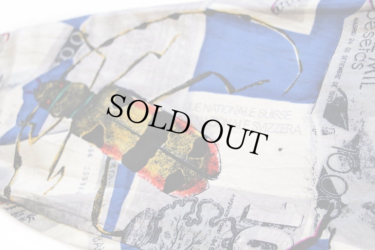 画像6: 90s Diambrini 紙幣 昆虫 アート 総柄 ボタンダウン シルクシャツ★特大 (6)