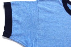 画像6: 70s USA製 RUSSELLラッセル 無地 リンガーTシャツ 杢ブルー×紺 M (6)