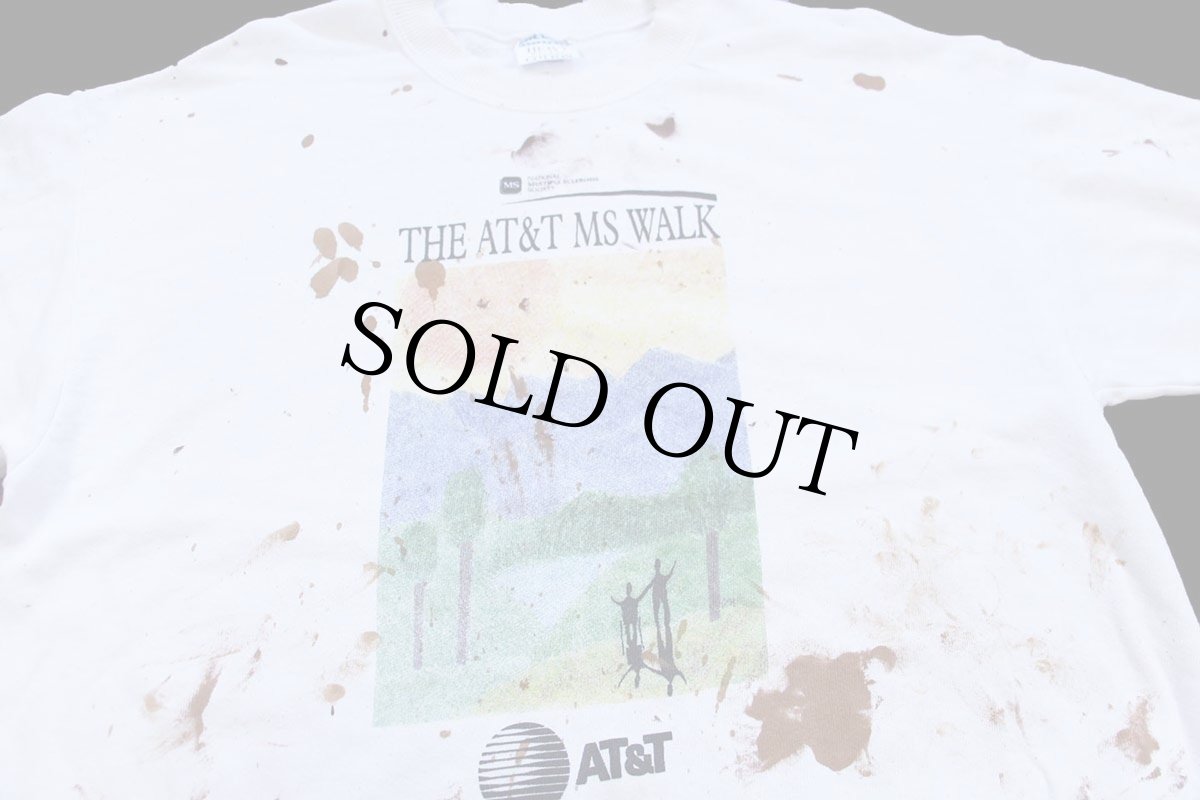 画像3: 00s THE AT&T MS WALK アート 両面プリント スウェット ペンキ飛び ボロ 白 XL (3)