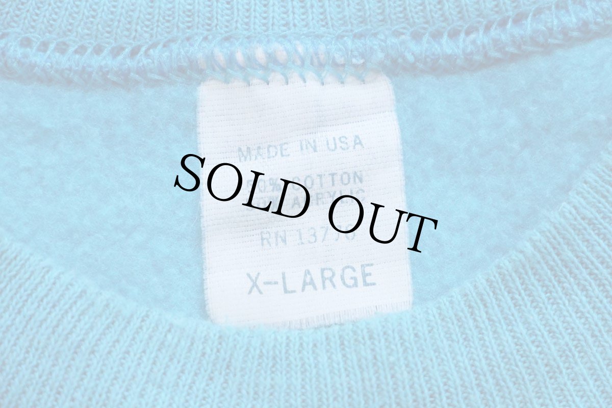 画像4: 80s USA製 無地 スウェット ライトブルー XL★ブランク (4)