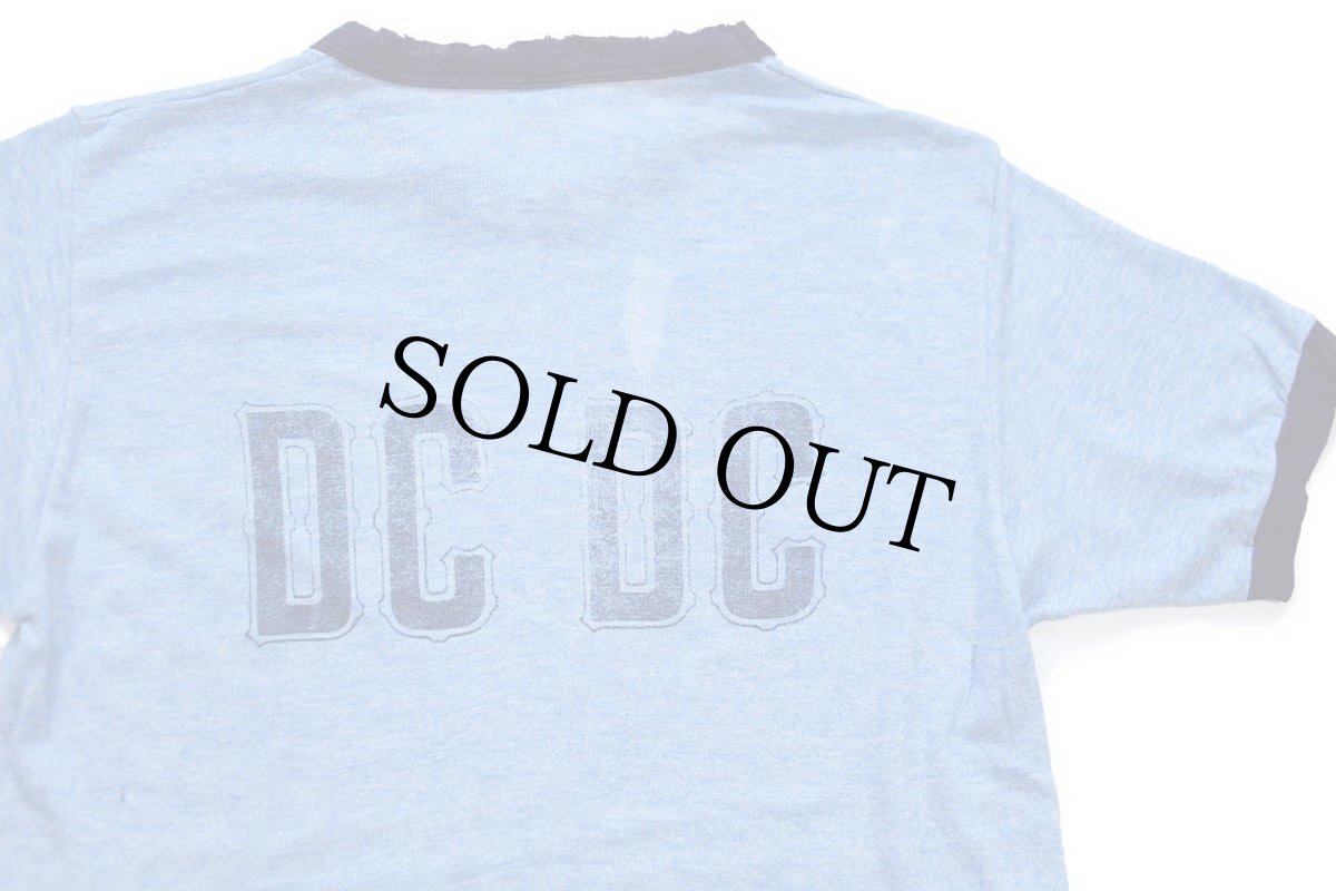 画像4: 80s USA製 DC DC バックプリント リンガーTシャツ ボロ 杢ブルー×ナス紺 M (4)