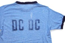 画像4: 80s USA製 DC DC バックプリント リンガーTシャツ ボロ 杢ブルー×ナス紺 M (4)