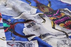 画像5: 90s Diambrini 紙幣 昆虫 アート 総柄 ボタンダウン シルクシャツ★特大 (5)
