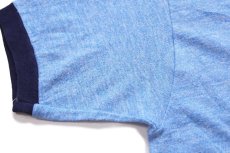 画像6: 80s USA製 CAPE COD Massachusetts ヨット 染み込みプリント リンガーTシャツ 杢ブルー×紺 M (6)