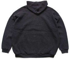 画像2: 90s USA製 PRO5 無地 スーパーヘビー コットン ワッフル サーマル スウェットパーカー 黒 7XL★特大 フーディー (2)