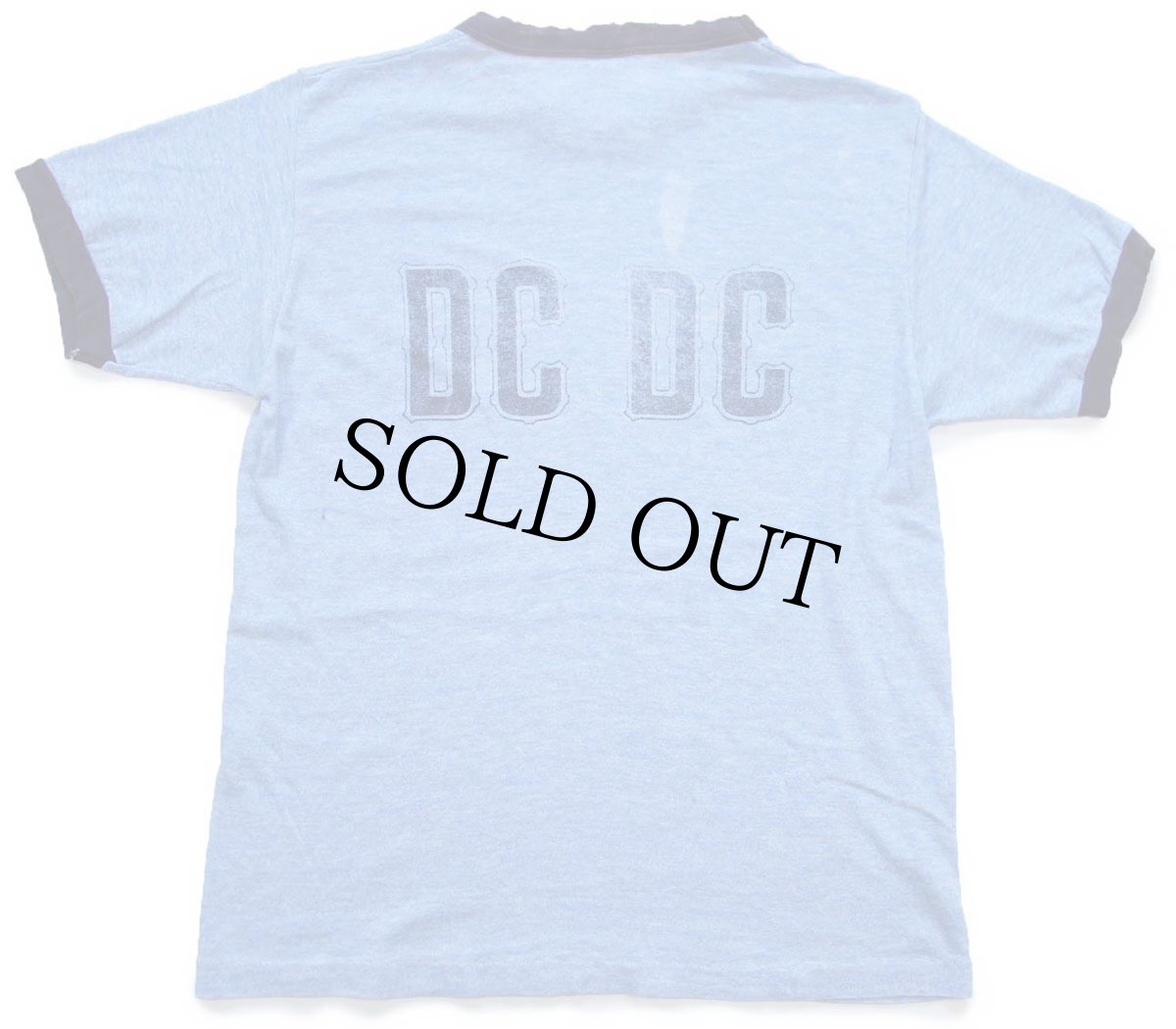 画像1: 80s USA製 DC DC バックプリント リンガーTシャツ ボロ 杢ブルー×ナス紺 M (1)