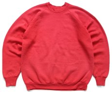 画像1: 80s USA製 FRUIT OF THE LOOM 無地 スウェット 赤 フェード XL★ブランク (1)