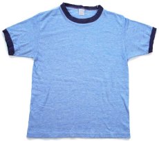 画像2: 80s USA製 DC DC バックプリント リンガーTシャツ ボロ 杢ブルー×ナス紺 M (2)
