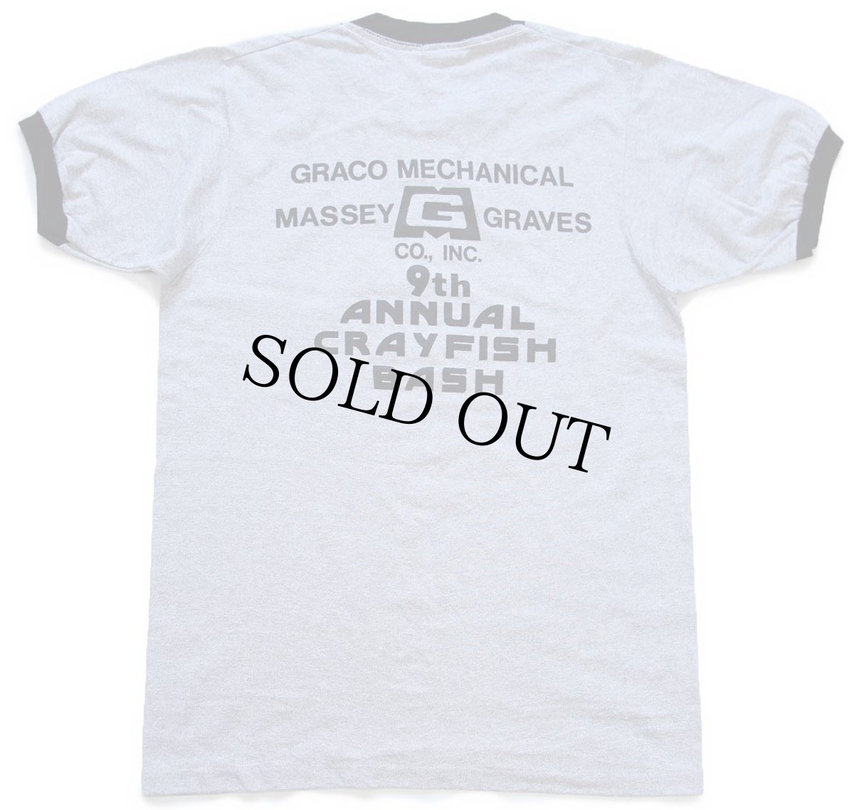 画像3: 80s USA製 GRACO MECHANICAL 9th ANNUAL CRAYFISH BASH ザリガニ 両面プリント リンガーTシャツ 杢グレー×黒 L (3)