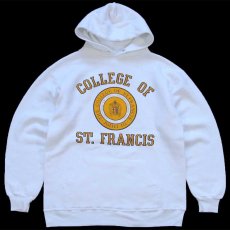 画像1: 80s USA製 Collegiate Pacific COLLEGE OF ST. FRANCIS スウェットパーカー 白 M★フーディー (1)