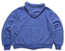 画像2: 80s USA製 BW BASSETT-WALKER 無地 スウェット ジップパーカー 杢ネイビー XL★フーディー ブランク (2)