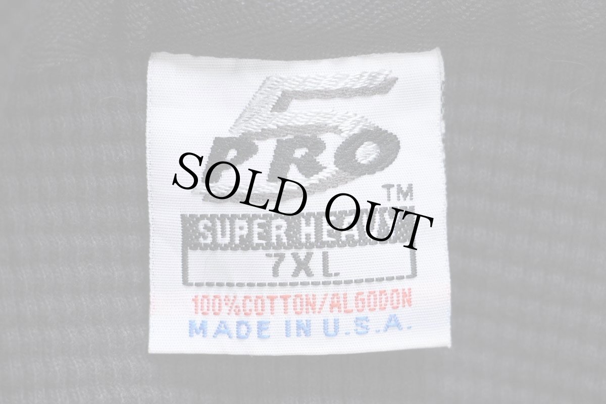 画像4: 90s USA製 PRO5 無地 スーパーヘビー コットン ワッフル サーマル スウェットパーカー 黒 7XL★特大 フーディー (4)