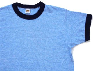 80s USA製 ミッキー マウス リンガーTシャツ 杢ブルー M