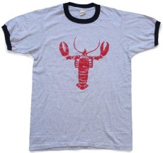 画像2: 80s USA製 GRACO MECHANICAL 9th ANNUAL CRAYFISH BASH ザリガニ 両面プリント リンガーTシャツ 杢グレー×黒 L (2)