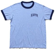 画像2: KAPPA ロゴ リンガーTシャツ 杢ブルー×紺 (2)