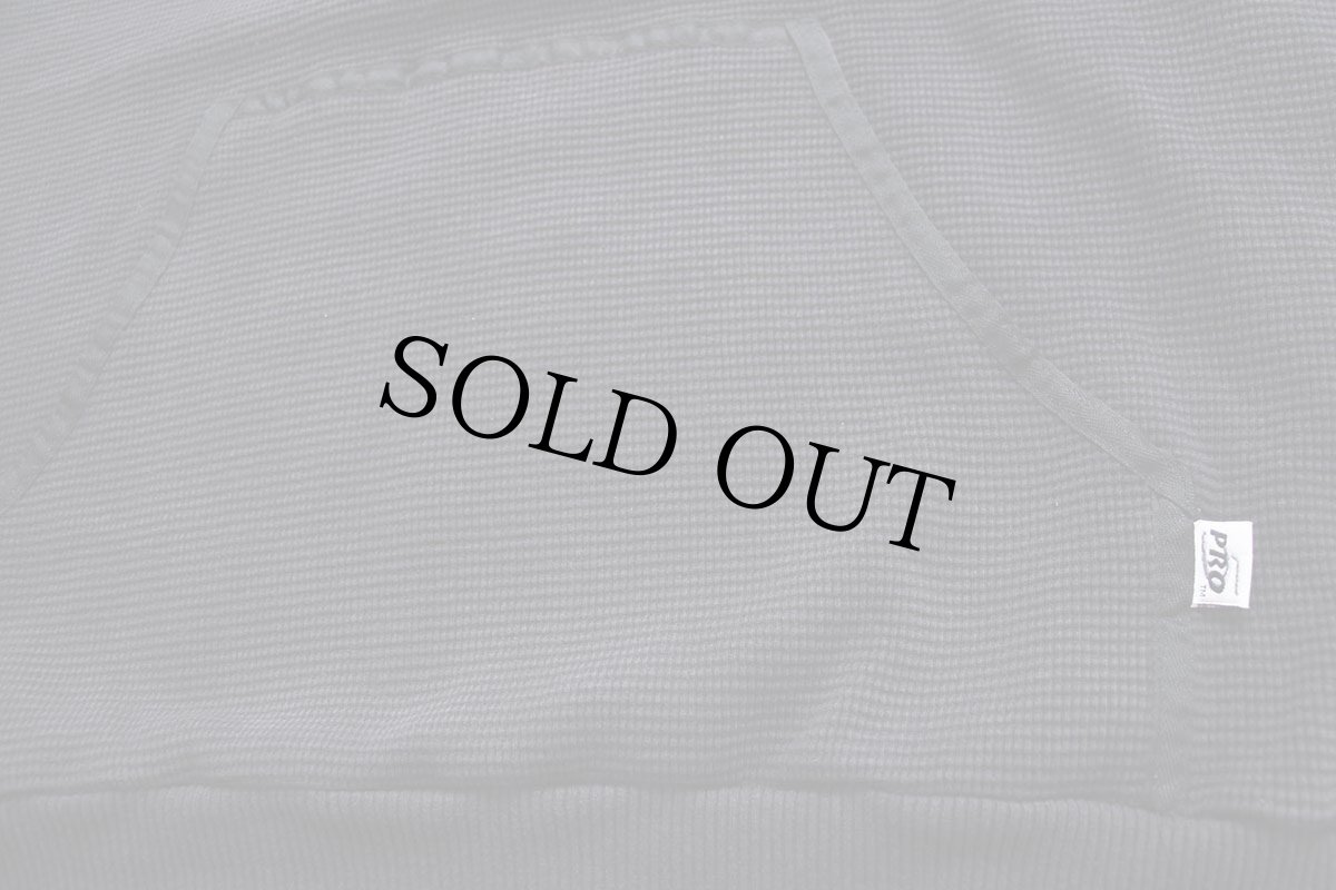 画像5: 90s USA製 PRO5 無地 スーパーヘビー コットン ワッフル サーマル スウェットパーカー 黒 7XL★特大 フーディー (5)