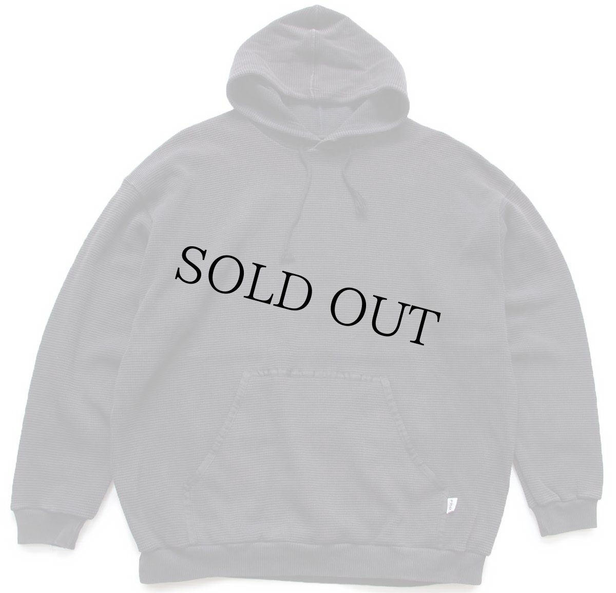 画像1: 90s USA製 PRO5 無地 スーパーヘビー コットン ワッフル サーマル スウェットパーカー 黒 7XL★特大 フーディー (1)