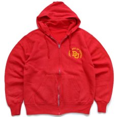画像1: 80s USA製 UNIVERSITY OF DENVER スウェット ジップパーカー 赤★フーディー (1)
