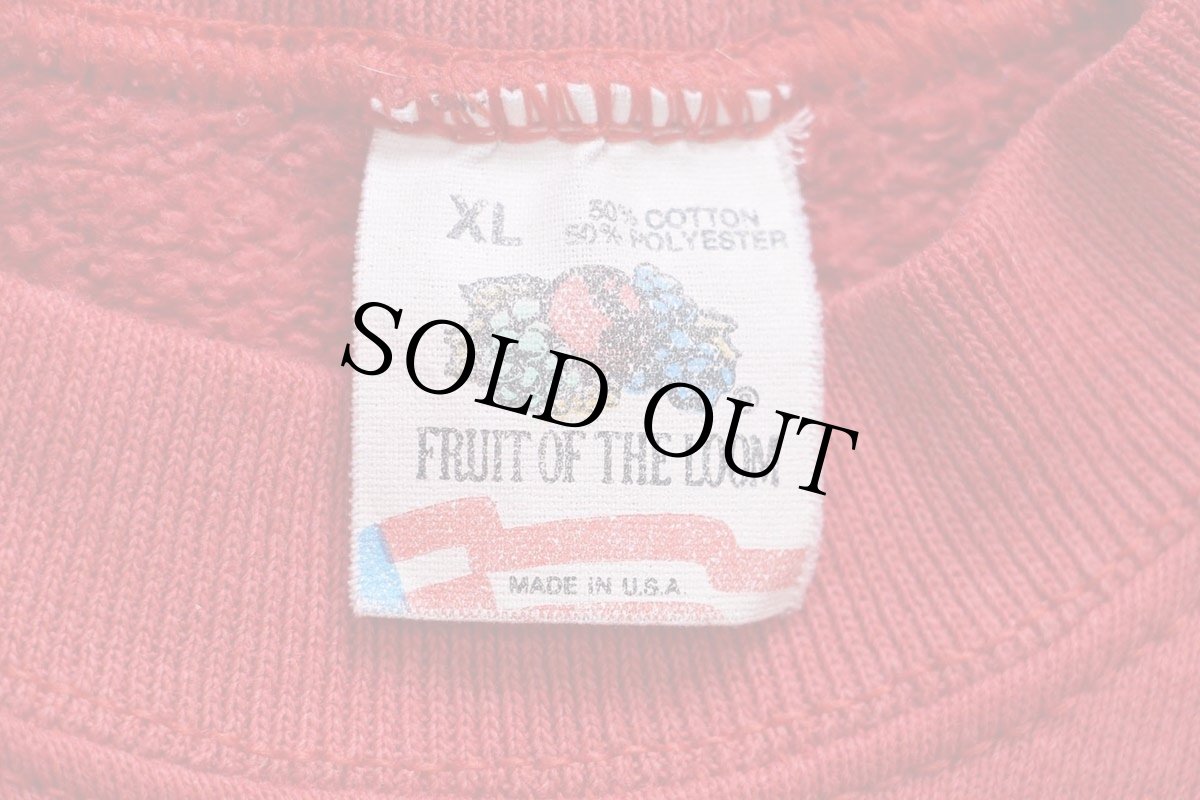 画像4: 80s USA製 FRUIT OF THE LOOM 無地 スウェット 赤 フェード XL★ブランク (4)