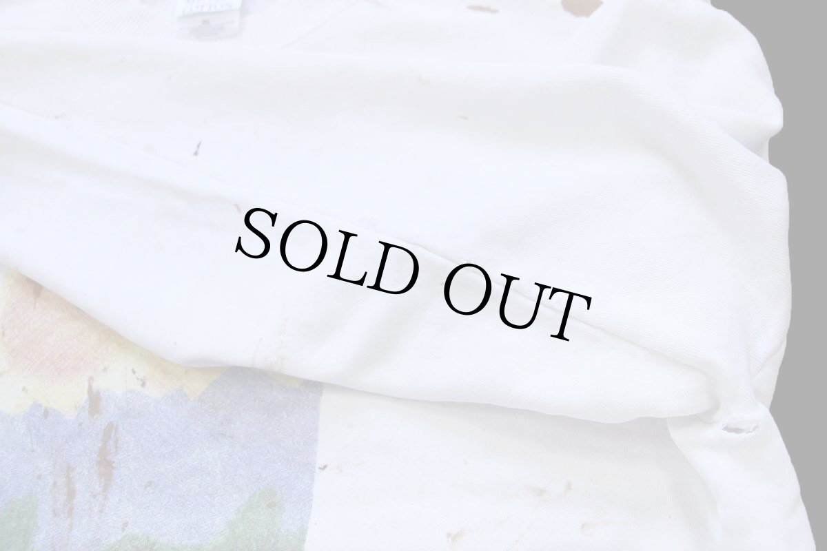 画像7: 00s THE AT&T MS WALK アート 両面プリント スウェット ペンキ飛び ボロ 白 XL (7)