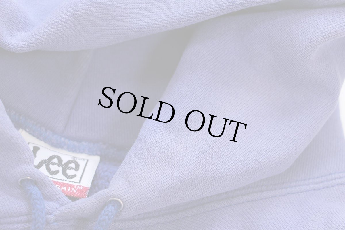 画像5: 00s USA製 Leeリー 無地 リバースウィーブ スウェットパーカー 青紫 フェード XL★フーディー  (5)