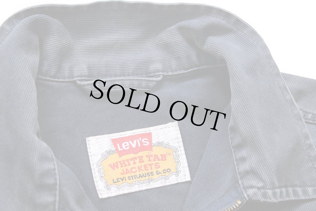 画像4: 90s Levi'sリーバイス WHITE TAB JACKETS 70519 コットン ピケ ワークジャケット 紺 フェード L★ユーロ (4)