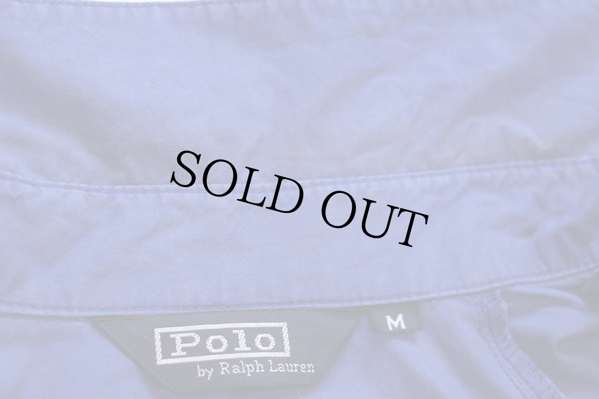 画像4: 90s ポロ ラルフローレン ワンポイント チンスト付き コットンポプリン ジャケット 青 M (4)